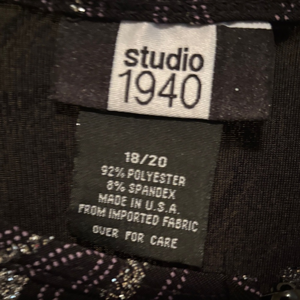 Studio 1940 Black And Silver Patterned Blouse - image 2